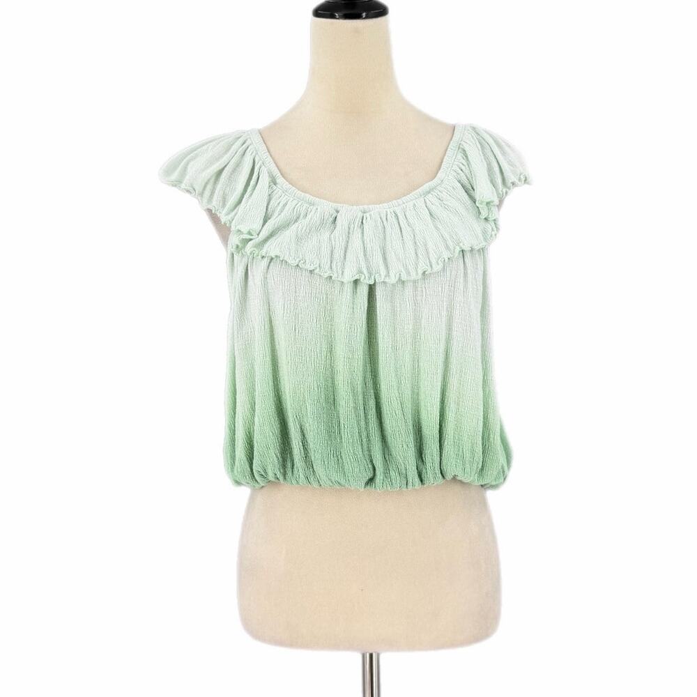Free People Cora Lee Mint Green Ombre Ruffle Boho Beachy Pastel Coastal Top